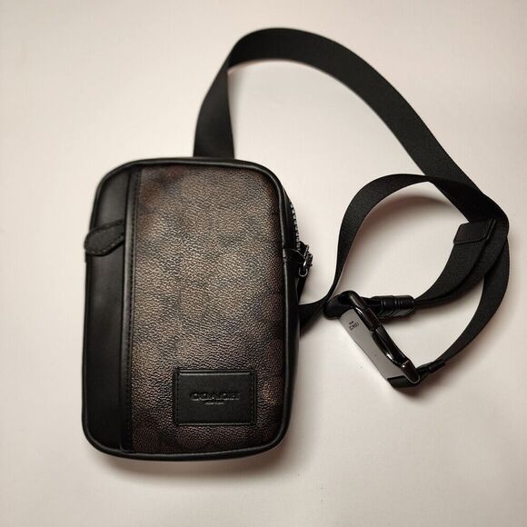 NWT Coach CW347 Edge L Pack In Signature Canvas and Leather Walnut/Black - Picture 7 of 7